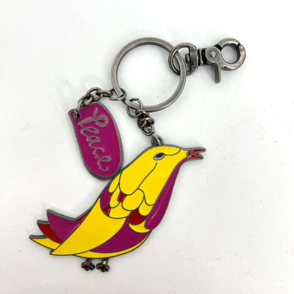 SAKROOTS Peace Bird Metal Purse Charm Key Ring 2"-3"